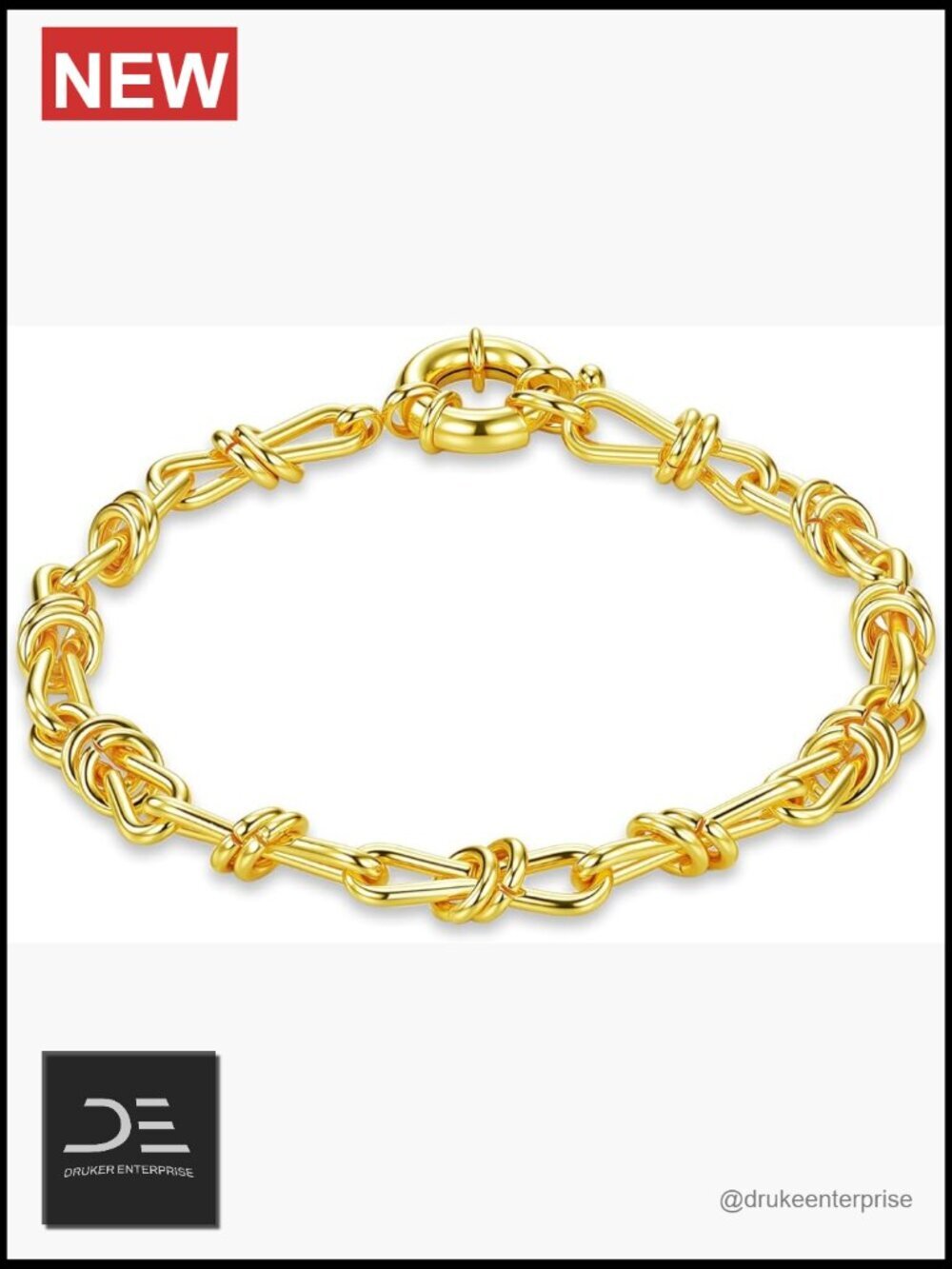Chunky Knot Link Chain Bracelet, Toggle Clasp Fashion Jewelry